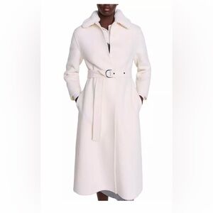 Elegant Cream Belted Long Coat